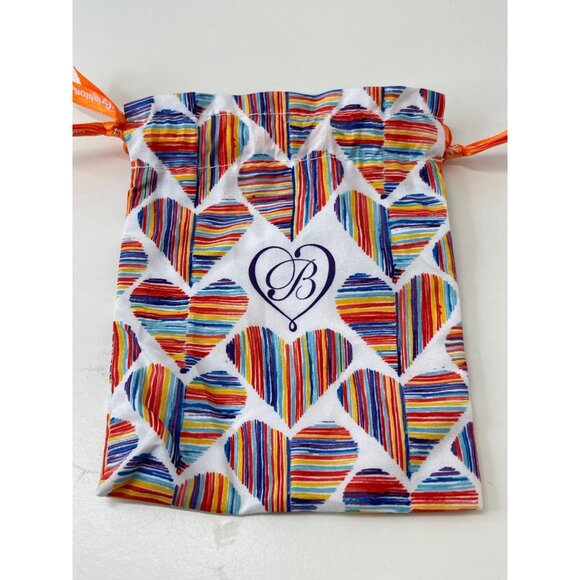 Brighton Heart Patterned Rainbow Drawstring Pouch 6"x4" - Picture 1 of 7